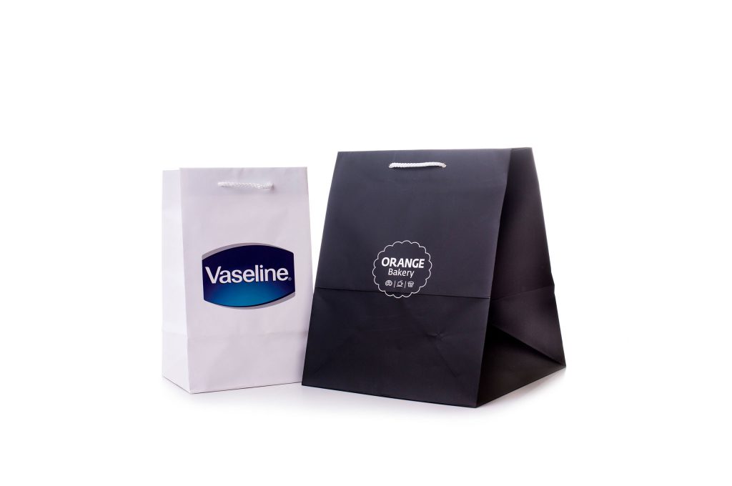 Χάρτινες Σακούλες Με Κορδόνι- Εκτυπωμένο με λογότυπο - ματ-Μπλε- λευκό