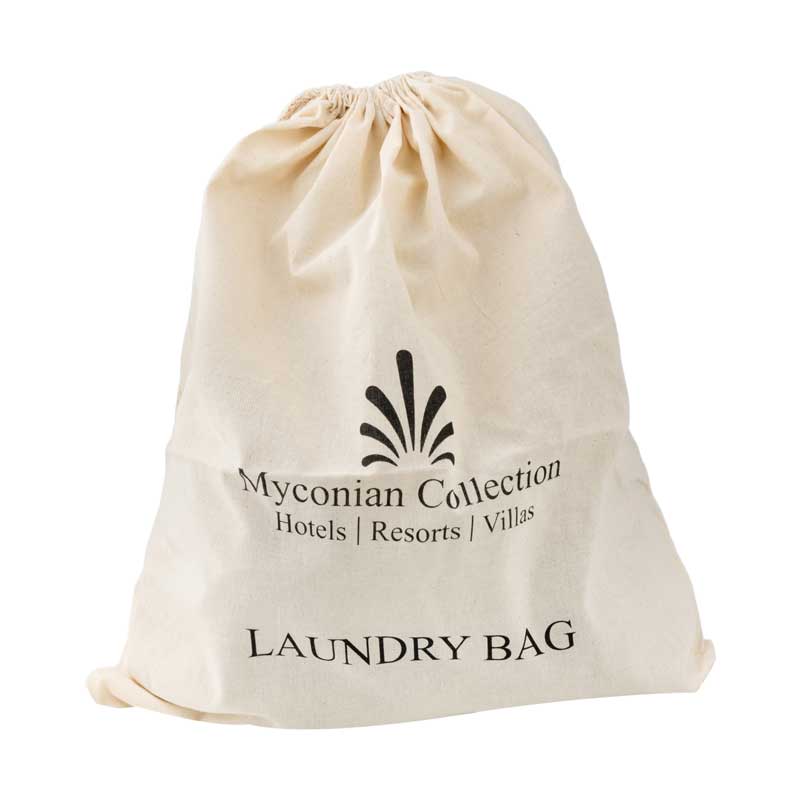 Τσάντα Πουγκί Laundry bag Non Woven Λευκό για ξενοδοχεία μπεζ φυσικό